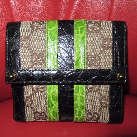 Gucci Handbags - GUCCI TOM FORD CROCODILE WALLET CANVAS SIGNATURE